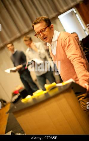 conductor TIM RHYS EVANS rehearsing the Only Kids Aloud children's choir  for a performance of Mahler's 8th Symphony, March 2012 Stock Photo