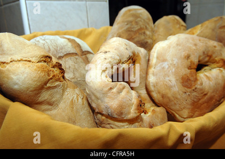 basket of Italian bread handicraft, Basilicata, Italy Stock Photo