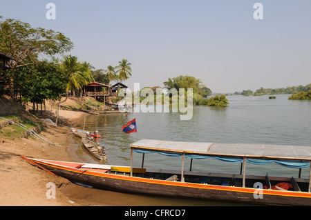 Longboat on the Mekong River at Don Det Village Si Phan Don Laos