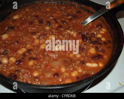 Chili Con Carne in a cast iron pan Stock Photo