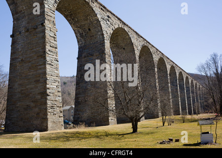 Starrucca Viaduct, 1848 stone arch bridge still in use, northern Pennsylvania Stock Photo