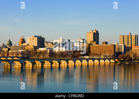 Skyline of Harrisburg, capital of Pennsylvania, on Susquehanna River, in Dauphin County Stock Photo