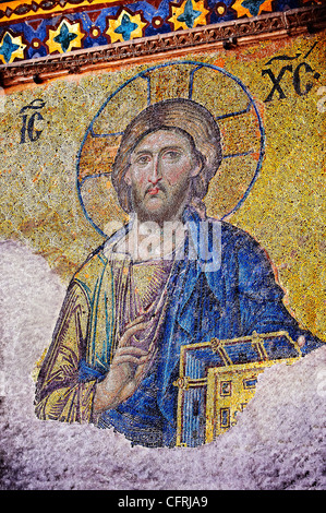Byzantine mosaic of Christ Pantocrator,  Church of the Holy Wisdom ( Hagia Sophia Ayasofya ) Istanbul Turkey Stock Photo