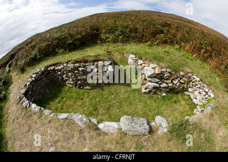 Prehistoric stone hut circles at Ty Mawr on Holyhead mountain, Anglesey, North Wales Stock Photo