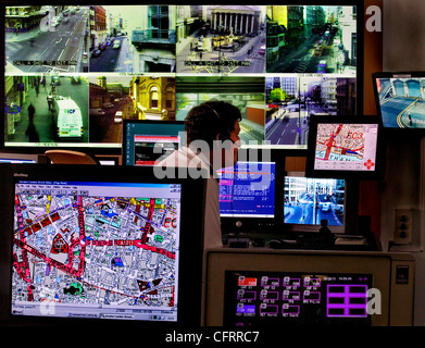 traffic control crime surveillance room Stock Photo