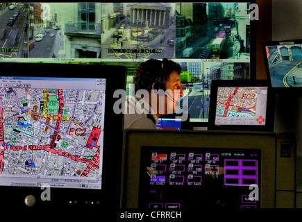 Traffic control crime surveillance room, London, UK Stock Photo