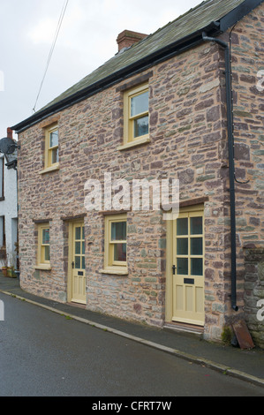 Pair of renovated semi detached cottages in Talgarth Powys Wales UK Stock Photo