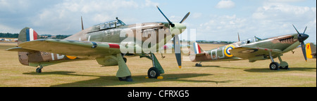 Hurricane and Spitfire at Flying Legends Air Show, Duxford, 2010 Stock Photo