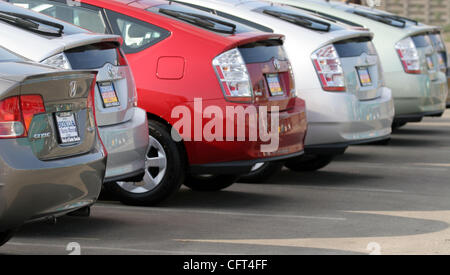 Dec 09, 2006; Santa Monica, CA, USA; Toyota Prius hybrid cars for sale at the Alternative Car and Transportation Expo. Mandatory Credit: Photo by Marianna Day Massey/ZUMA Press. (©) Copyright 2006 by Marianna Day Massey Stock Photo