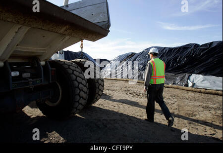 December 20, 2006 San Diego, CA  The Navy has begun a program called 'Installation Restoration' at Naval Base Point Loma to dig up and remove toxic waste buried in various sites at the base. The first project at 'Site 1,' is a parking lot near Catalina Drive overlooking the ocean, where shredded car Stock Photo