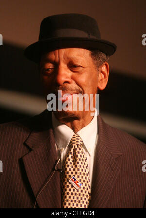 Jan 12, 2007; New York, NY, USA; Jazz saxophonist ORNETTE COLEMAN at the panel for the 34th Annual IAJE (International Association For Jazz Education) held at Sheraton Hotel. Mandatory Credit: Photo by Nancy Kaszerman/ZUMA Press. (©) Copyright 2007 by Nancy Kaszerman Stock Photo