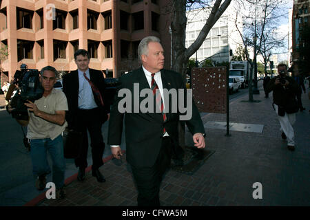 February 14, 2007 San Diego California USA  KYLE 'DUSTY' FOGGO leaves Federal Court in San Diego where FOGGO was arraigned on fraud and conspiracy charges along with BRENT WILKES in connection with former congressman RANDY 'DUKE'  CUNNINGHAM.  FOGGO and WILKES are childhood friends who grew up in th Stock Photo