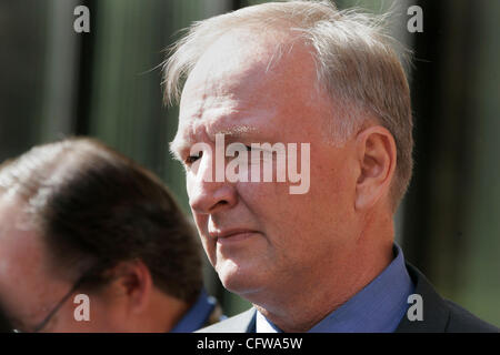 February 14, 2007 San Diego California USA---BRENT WILKES left Federal Court in San Diego where he was arraigned on fraud and conspiracy charges along with KYLE 'DUSTY' FOGGO in connection with former congressman RANDY 'DUKE' CUNNINGHAM.  WILKES AND FOGGO are childhood friends who grew up in the San Stock Photo