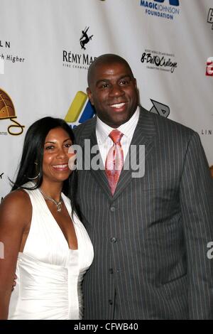 Feb. 16, 2007 - Hollywood, California, U.S. - K51838EG.BOOST MOVILE Z0 AND MAGIC JOHNSON'S CELEBRITY POOL  8-BALL CHALLENGE  WYNN HOTEL AND CASINO, LAS VEGAS NV 02-15-2007.  -   2007.EARVIN MAGIC JOHNSON WIFE COOKIE(Credit Image: Â© Ed Geller/Globe Photos/ZUMAPRESS.com) Stock Photo