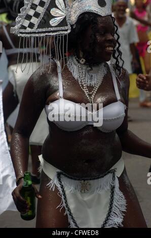 Feb 23, 2007 - Georgetown, English Guyana - A performer during a parade through the city during the country's annual Mashramani celebrations, commonly seen as the country's version of Carnival. Also known as 'Mash', the event is officially a celebration of the country's independence from Britain in  Stock Photo
