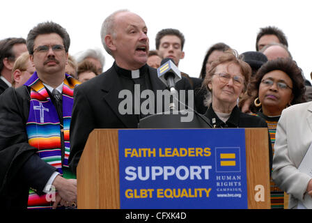 Apr 17, 2007 - Washington, DC, USA - CHARLES BOUCHARD, president of Aquinas Institute speaks before 220 other religious leaders from around the United States near the Capitol to express support for anti-discrimination legislation, including the Matthew Shepard hate crime bill, being considered in Co Stock Photo