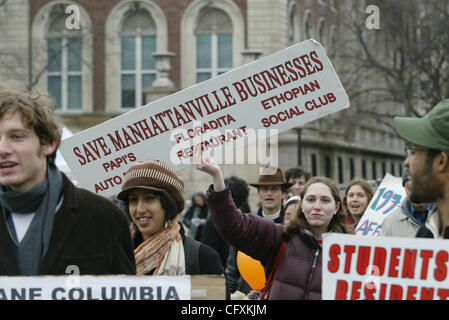 Students and area residents at  Columbia University rally to the Columbia president home on Morningside and 116th. St. to protest the future and the implications of the proposed Columbia expansion. Photo Credit: Mariela Lombard/ZUMA Press. Stock Photo