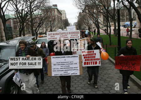 Students and area residents at  Columbia University rally to the Columbia president home on Morningside and 116th. St. to protest the future and the implications of the proposed Columbia expansion. Photo Credit: Mariela Lombard/ZUMA Press. Stock Photo