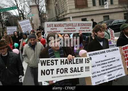 Students and area residents at  Columbia University rally to the Columbia president home on Morningside and 116th. St. to protest the future and the implications of the proposed Columbia expansion. Photo Credit: Mariela Lombard/ZUMA Press. Stock Photo