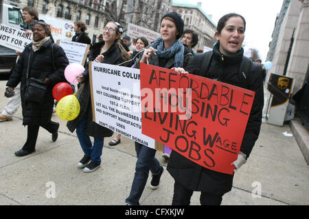 Students and area residents at  Columbia University rally to the Columbia president home on Morningside and 116th. St. to protest the future and the implications of the proposed Columbia expansion. Photo Credit: Mariela Lombard/ZUMA Press. Stock Photo