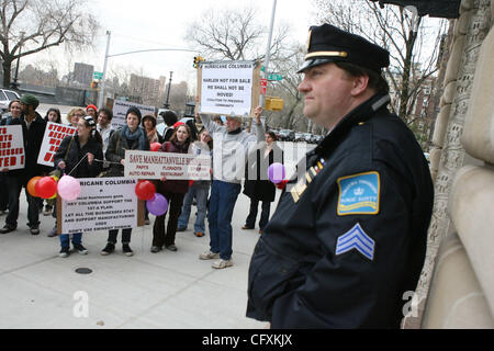 Students and area residents at  Columbia University rally to the Columbia president home on Morningside and 116th. St. to protest the future and the implications of the proposed Columbia expansion. Photo Credit: Mariela Lombard/ZUMA Press. Stock Photo