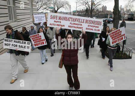 Students and area residents at  Columbia University rally to the Columbia president home on Morningside and 116th. St. to protest the future and the implications of the proposed Columbia expansion. Photo Credit: Mariela Lombard/ZUMA Press. Stock Photo