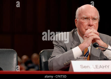 Apr 26, 2007 - Washington, DC, USA - Senator PATRICK LEAHY (D-VT), chairman of the Judiciary Committee, prepares to testify before the Senate Armed Services Committee at a hearing on legal issues pertaining to enemy combatants. The hearing revisited aspects of the Military Commissions Act of 2006, i Stock Photo