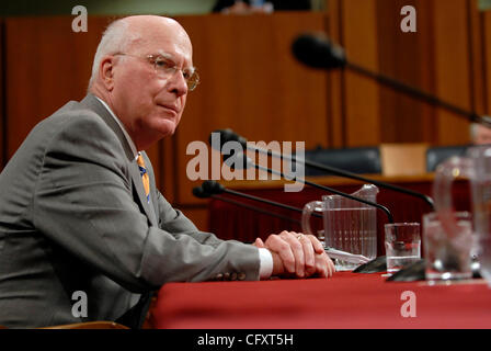Apr 26, 2007 - Washington, DC, USA - Senator PATRICK LEAHY (D-VT), chairman of the Judiciary Committee, testifies before the Senate Armed Services Committee at a hearing on legal issues pertaining to enemy combatants. The hearing revisited aspects of the Military Commissions Act of 2006, including w Stock Photo