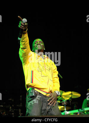 R & B singer, Akon, performing at the Walnut Creek Amphitheater in Raleigh, NC on May 14, 2007 copyright Tina Fultz Stock Photo