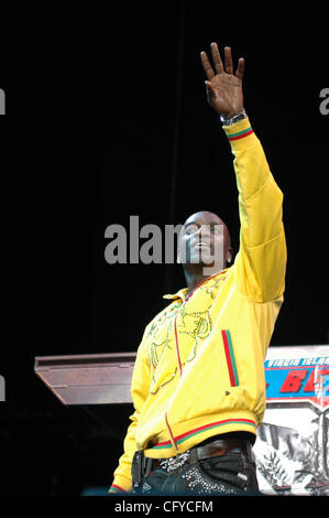 R & B singer, Akon, performing at the Walnut Creek Amphitheater in Raleigh, NC on May 14, 2007 copyright Tina Fultz Stock Photo