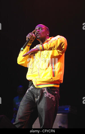 R & B singer, Akon, performing at the Walnut Creek Amphitheater in Raleigh, NC on May 14, 2007 copyright Tina Fultz Stock Photo