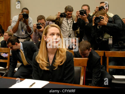 May 23, 2007 - Washington, DC, USA - Former Justice Department liaison to the White House, MONICA GOODLING, prepares to testify before the House Judiciary committee about her role in the firing of US attorneys in late 2006 and early 2007. (Credit Image: © Mark Murrmann/ZUMA Press) Stock Photo