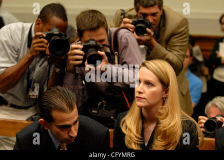 May 23, 2007 - Washington, DC, USA - Former Justice Department liaison to the White House, MONICA GOODLING, prepares to testify before the House Judiciary committee about her role in the firing of US attorneys in late 2006 and early 2007. (Credit Image: © Mark Murrmann/ZUMA Press) Stock Photo