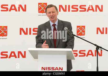 Russian First Deputy Prime Minister Sergei Ivanov at the ceremony to lay the foundation stone of a future Nissan car plant in St.Petersburg. Stock Photo