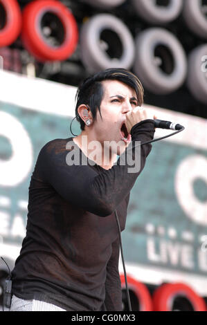 Davey Havok; lead singer of the music group AFI performing at the'LIVE EARTH' concert in East Rutherford, NJ @ Giants Stadium. Stock Photo