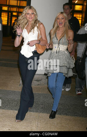 Jul 10, 2007 - New York, NY, USA - ALY and AJ (ALYSON RENAE 'ALY' MICHALKA and AMANDA JOY 'AJ' MICHALKA) respectively leave MTV studios in Times Square after their appearance on 'TRL'. (Credit Image: © Dan Herrick/KPA-ZUMA/ZUMA Press) Stock Photo