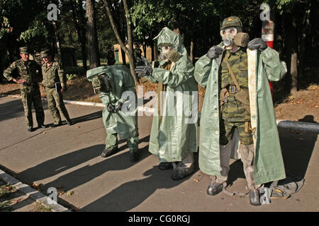 Military academy in Moscow (so called Kremlin academy).Chemical,radioactive,biological warfare protection suit. Stock Photo