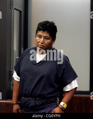 July 18, 2007, San Diego, California, USA.  Marcos Munoz Sanchez at the arraignment hearing at Superior Court.  Marcos Munoz is charged in the death of his 9-yr-old, Alex, who was killed when Munoz crashed into a parked car while intoxicated.  He fled the scene and called Raul who picked him up whil Stock Photo