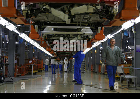 Avtovaz plant - russian car maker.Assembling area for Kalina cars. Stock Photo