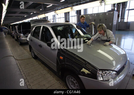 Avtovaz plant - russian car maker.Assembling area for Kalina cars. Stock Photo