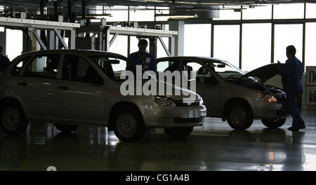 Avtovaz plant - russian car maker.Testing area for Kalina cars. Stock Photo