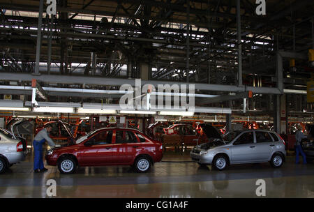 Avtovaz plant - russian car maker.Assembling area of Kalina cars. Stock Photo