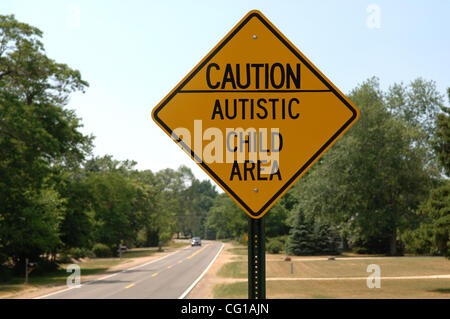 Warning sign for autistic child in rural area near Benton Harbor ...