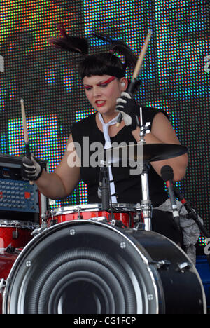 Aug. 13, 2007  Raleigh, NC; USA, Drummer KITTY of the band Mindless Self Indulgence performs live as the 2007 Projekt Revolution Tour makes a stop at Walnut Creek Amphitheatre located in Raleigh.  Copyright 2007 Jason Moore. Mandatory Credit: Jason Moore Stock Photo