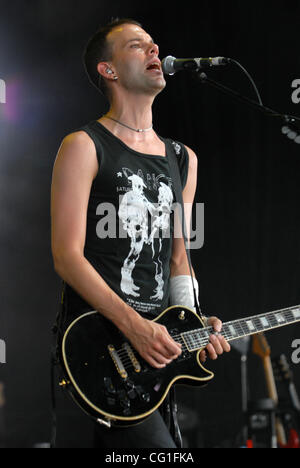 Aug. 13, 2007  Raleigh, NC; USA, Guitarist STEFAN OLSDAL of the band Placebo performs live as the 2007 Projekt Revolution Tour makes a stop at Walnut Creek Amphitheatre located in Raleigh.  Copyright 2007 Jason Moore. Mandatory Credit: Jason Moore Stock Photo