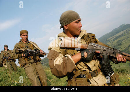 Russian army combat mountain conditions training in Krasnodar region of Russia which is very close to the Northen Caucasus (Chechnya, Georgia,Osetia,Abkhazia). Stock Photo