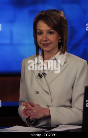 Natalie Bomke <cq>, the new co-anchor of the Fox 40 morning news program.  Her on-air partner is Nina Mehlhaf <cq>.  Tuesday, January 16, 2007. Sacramento Bee/  Jay Mather Stock Photo