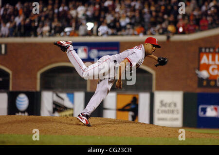 Frankie Rodriguez pitches in relief in the bottom of the 9th inning during Tuesday nights All Star Game at AT&T Park in San Francisco, California. Photography by Jose Luis Villegas, July 10, 2007 Stock Photo