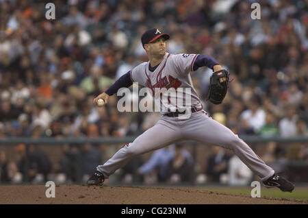 Braves starting pitcher Tim Hudson in Tuesday evenings game between he San Francisco Giants and Atlanta Braves at AT&T Park in San Francisco, California  Photography by Jose Luis Villegas, July 24, 2007 Stock Photo