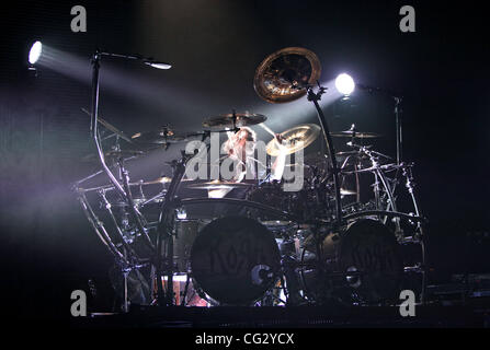 Nov. 9, 2011 - Miami Beach, Florida, U.S - Korn Drummer Ray Luzier performs live on stage at The Fillmore in Miami Beach, Florida. (Credit Image: © Luis Blanco/Southcreek/ZUMApress.com) Stock Photo